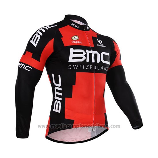 2015 Abbigliamento Ciclismo BMC Nero e Rosso Manica Lunga e Salopette